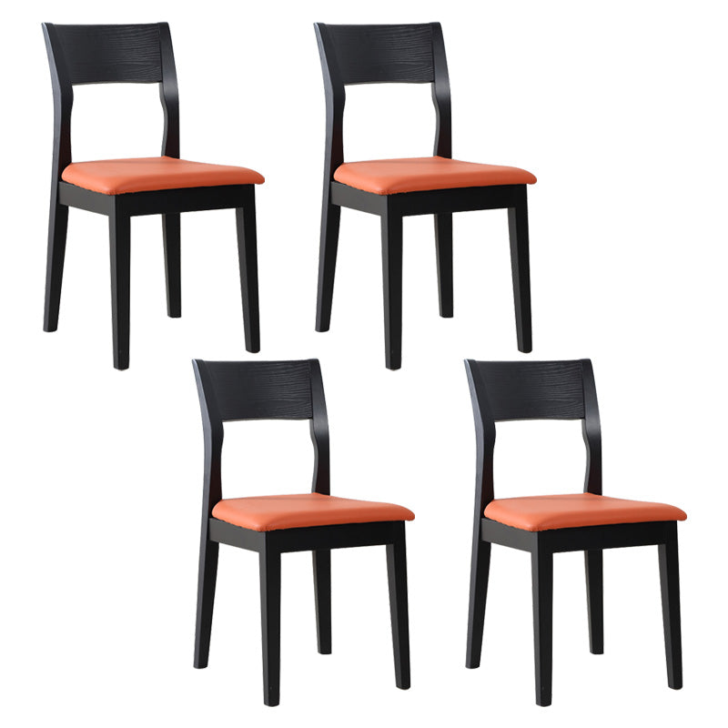 Armless Dining Chairs Modern Solid Wood Side Kitchen Chairs for Home Black-Orange 4 Piece Set Clearhalo 'Dining Chairs' 'Dining Tables & Seating' 'dining_chair' 'furn' 'furn_dining_chair' 'Furniture' 'furniture_dining_chair' 'Kitchen & Dining Furniture' 5033221