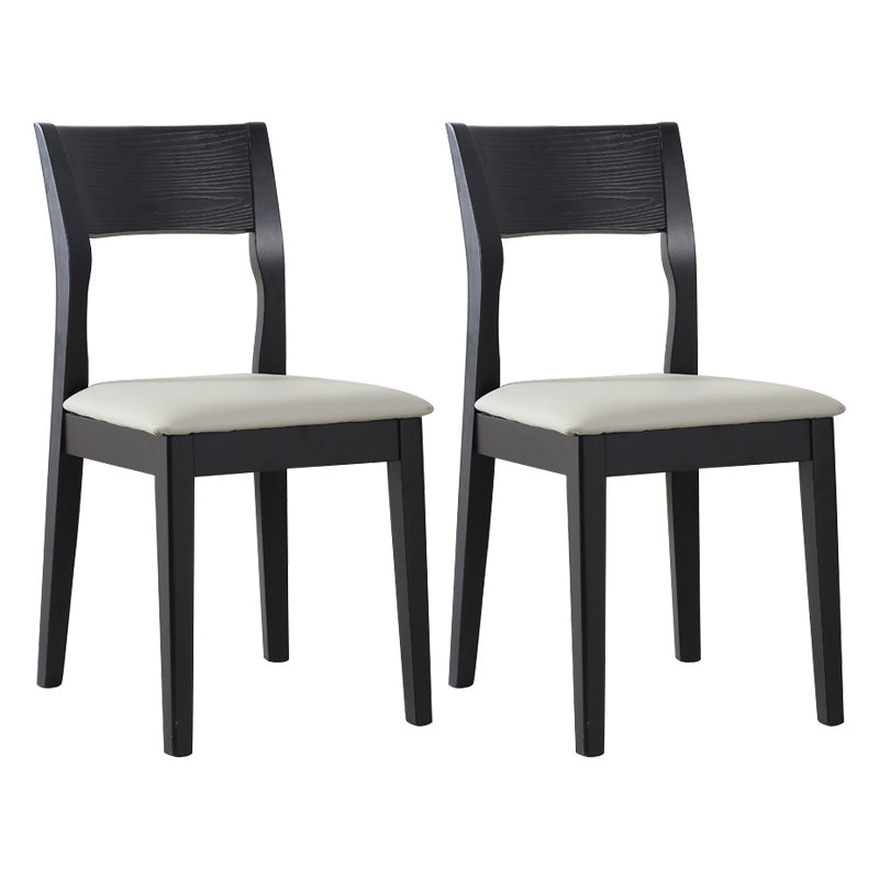 Armless Dining Chairs Modern Solid Wood Side Kitchen Chairs for Home Black-White 2 Piece Set Clearhalo 'Dining Chairs' 'Dining Tables & Seating' 'dining_chair' 'furn' 'furn_dining_chair' 'Furniture' 'furniture_dining_chair' 'Kitchen & Dining Furniture' 5033231