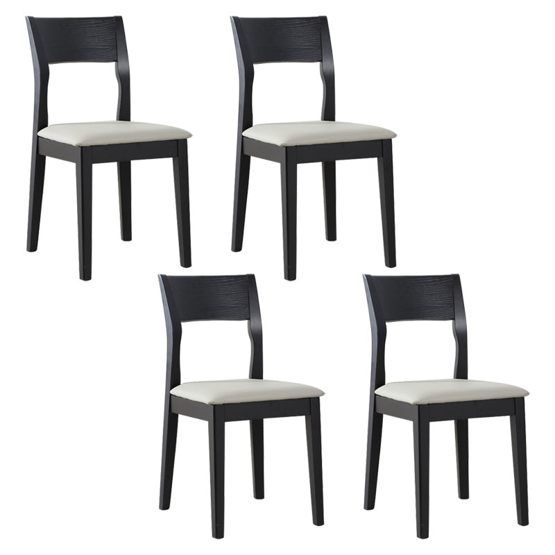 Armless Dining Chairs Modern Solid Wood Side Kitchen Chairs for Home Black-White 4 Piece Set Clearhalo 'Dining Chairs' 'Dining Tables & Seating' 'dining_chair' 'furn' 'furn_dining_chair' 'Furniture' 'furniture_dining_chair' 'Kitchen & Dining Furniture' 5033233