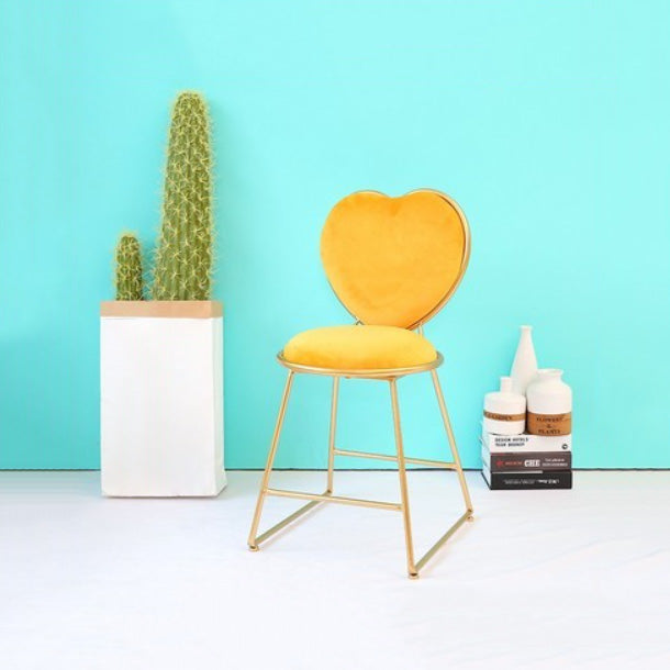 Glam Style Dining Room Chair Upholstered Dining Chair for Home Yellow 1 Piece Clearhalo 'Dining Chairs' 'Dining Tables & Seating' 'dining_chair' 'furn' 'furn_dining_chair' 'Furniture' 'furniture_dining_chair' 'Kitchen & Dining Furniture' 5033277