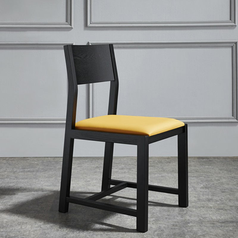 Contemporary Dining Room Dining Chairs Armless Solid Wood Kitchen Chairs Black-Yellow 1 Piece Clearhalo 'Dining Chairs' 'Dining Tables & Seating' 'dining_chair' 'furn' 'furn_dining_chair' 'Furniture' 'furniture_dining_chair' 'Kitchen & Dining Furniture' 5033289
