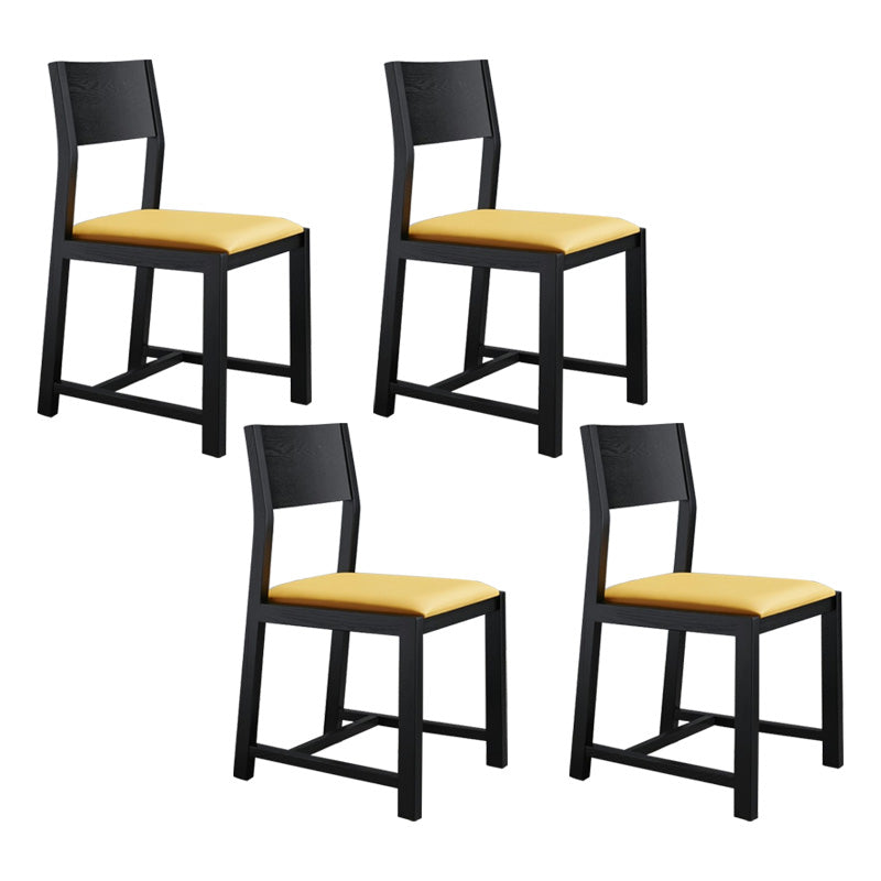 Contemporary Dining Room Dining Chairs Armless Solid Wood Kitchen Chairs Black-Yellow 4 Piece Set Clearhalo 'Dining Chairs' 'Dining Tables & Seating' 'dining_chair' 'furn' 'furn_dining_chair' 'Furniture' 'furniture_dining_chair' 'Kitchen & Dining Furniture' 5033301