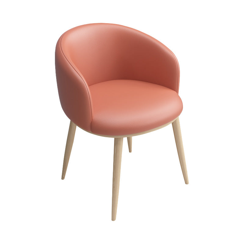 Glam 16.5" Wide Arm Chair Parsons Dining Chair for Dining Room Orange Leather 1 Piece Clearhalo 'Dining Chairs' 'Dining Tables & Seating' 'dining_chair' 'furn' 'furn_dining_chair' 'Furniture' 'furniture_dining_chair' 'Kitchen & Dining Furniture' 5033320