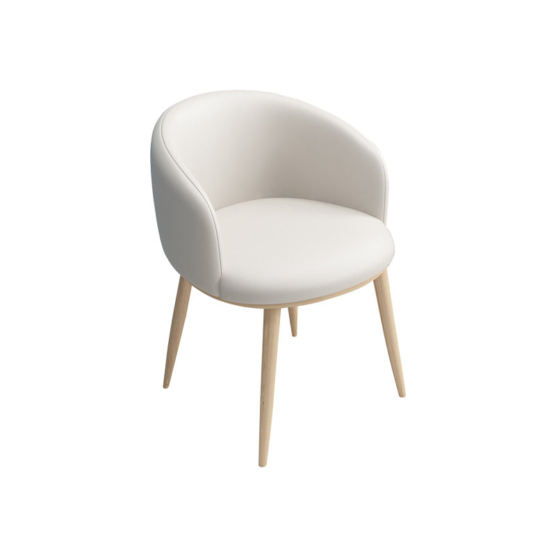 Glam 16.5" Wide Arm Chair Parsons Dining Chair for Dining Room Off-White Leather 1 Piece Clearhalo 'Dining Chairs' 'Dining Tables & Seating' 'dining_chair' 'furn' 'furn_dining_chair' 'Furniture' 'furniture_dining_chair' 'Kitchen & Dining Furniture' 5033372