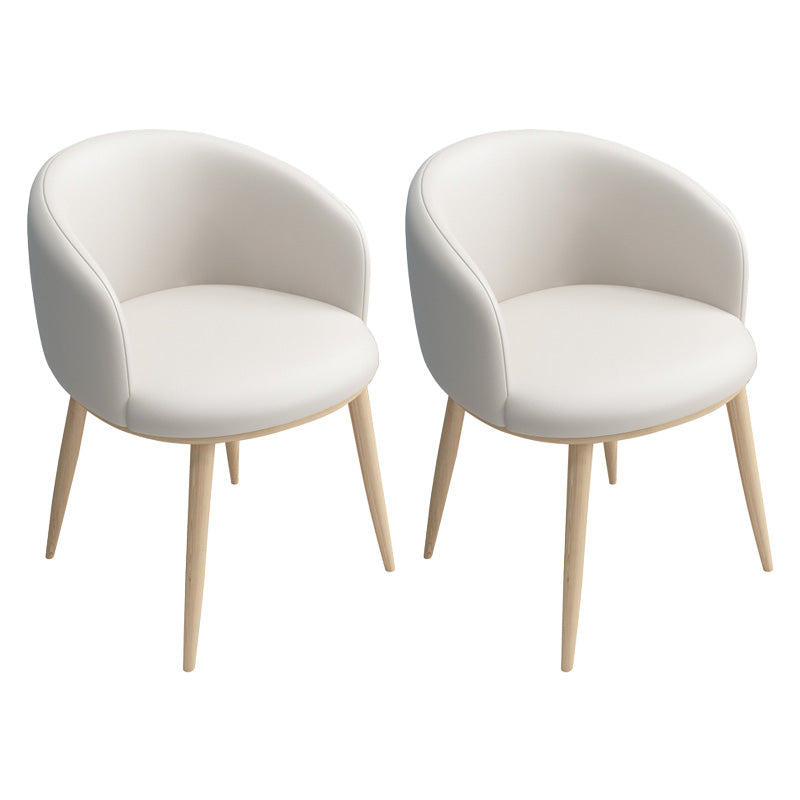 Glam 16.5" Wide Arm Chair Parsons Dining Chair for Dining Room Off-White Leather 2 Piece Set Clearhalo 'Dining Chairs' 'Dining Tables & Seating' 'dining_chair' 'furn' 'furn_dining_chair' 'Furniture' 'furniture_dining_chair' 'Kitchen & Dining Furniture' 5033373