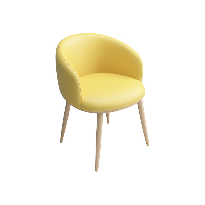 Glam 16.5" Wide Arm Chair Parsons Dining Chair for Dining Room Yellow Leather 1 Piece Clearhalo 'Dining Chairs' 'Dining Tables & Seating' 'dining_chair' 'furn' 'furn_dining_chair' 'Furniture' 'furniture_dining_chair' 'Kitchen & Dining Furniture' 5033381