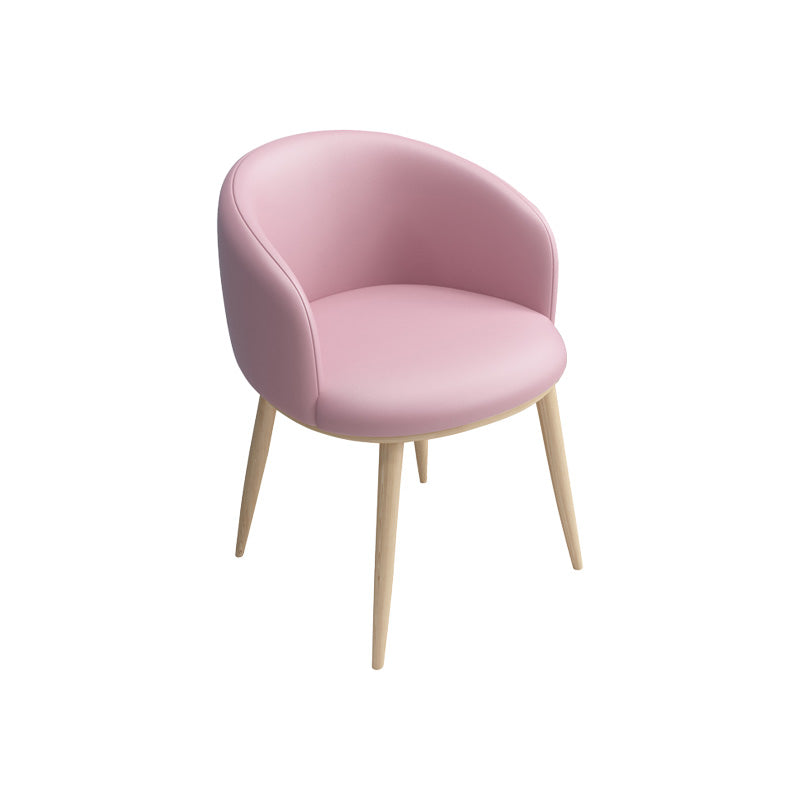 Glam 16.5" Wide Arm Chair Parsons Dining Chair for Dining Room Pink Leather 1 Piece Clearhalo 'Dining Chairs' 'Dining Tables & Seating' 'dining_chair' 'furn' 'furn_dining_chair' 'Furniture' 'furniture_dining_chair' 'Kitchen & Dining Furniture' 5033384