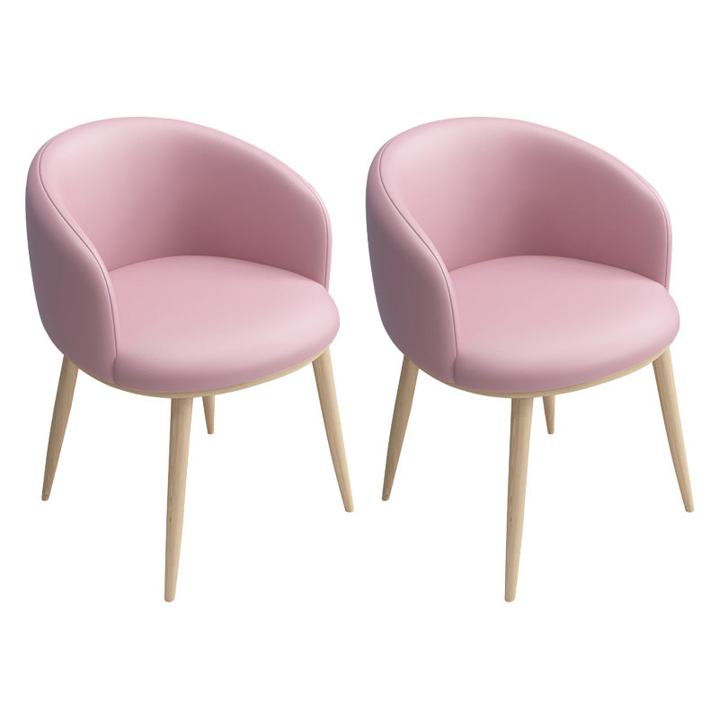 Glam 16.5" Wide Arm Chair Parsons Dining Chair for Dining Room Pink Leather 2 Piece Set Clearhalo 'Dining Chairs' 'Dining Tables & Seating' 'dining_chair' 'furn' 'furn_dining_chair' 'Furniture' 'furniture_dining_chair' 'Kitchen & Dining Furniture' 5033385