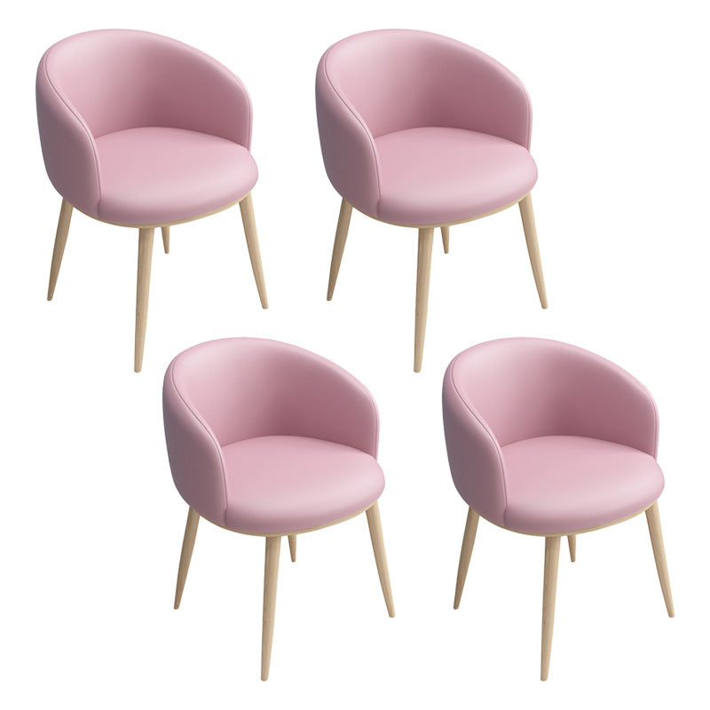 Glam 16.5" Wide Arm Chair Parsons Dining Chair for Dining Room Pink Leather 4 Piece Set Clearhalo 'Dining Chairs' 'Dining Tables & Seating' 'dining_chair' 'furn' 'furn_dining_chair' 'Furniture' 'furniture_dining_chair' 'Kitchen & Dining Furniture' 5033386