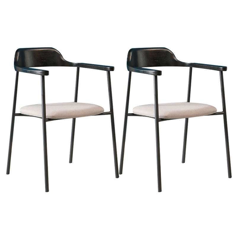 Modern Style Metal Arm Chair Open Back Indoor Dining Chair (Set of 2) Black Gray 2 Piece Set Clearhalo 'Dining Chairs' 'Dining Tables & Seating' 'dining_chair' 'furn' 'furn_dining_chair' 'Furniture' 'furniture_dining_chair' 'Kitchen & Dining Furniture' 5033407