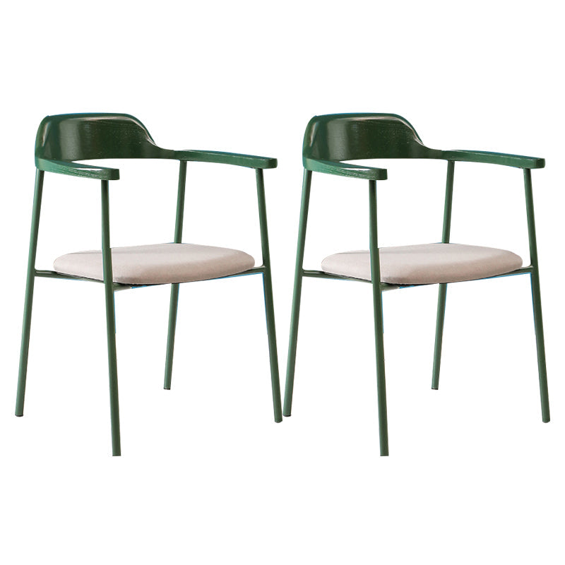 Modern Style Metal Arm Chair Open Back Indoor Dining Chair (Set of 2) Green Gray 2 Piece Set Clearhalo 'Dining Chairs' 'Dining Tables & Seating' 'dining_chair' 'furn' 'furn_dining_chair' 'Furniture' 'furniture_dining_chair' 'Kitchen & Dining Furniture' 5033408