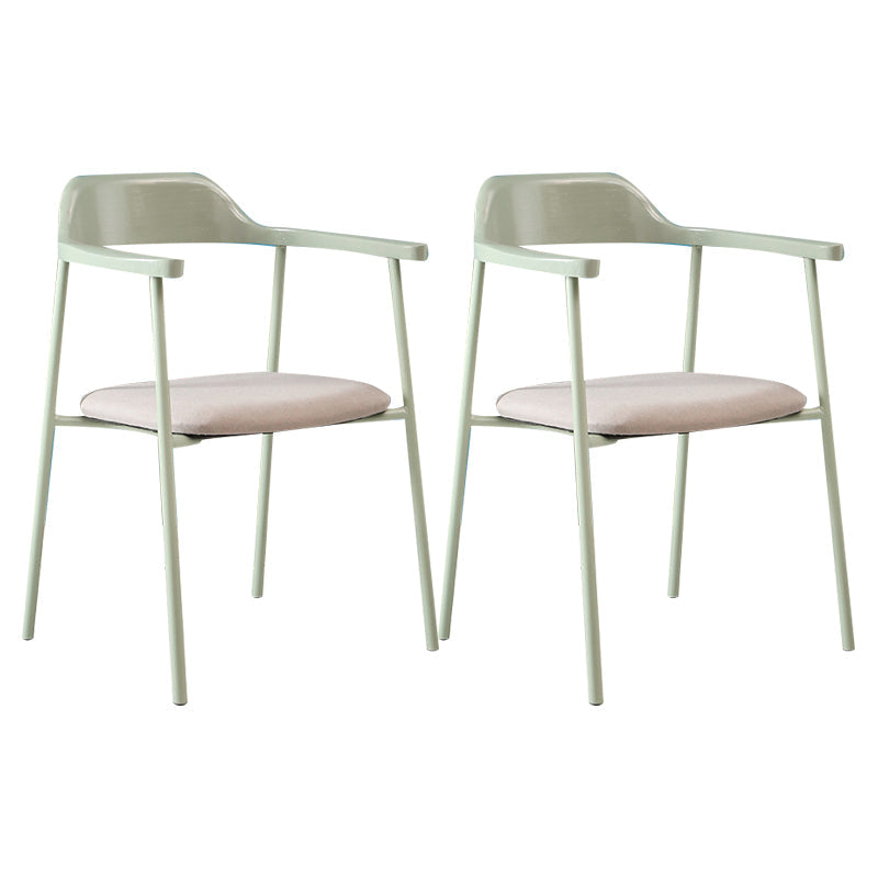 Modern Style Metal Arm Chair Open Back Indoor Dining Chair (Set of 2) Light Green Gray 2 Piece Set Clearhalo 'Dining Chairs' 'Dining Tables & Seating' 'dining_chair' 'furn' 'furn_dining_chair' 'Furniture' 'furniture_dining_chair' 'Kitchen & Dining Furniture' 5033410