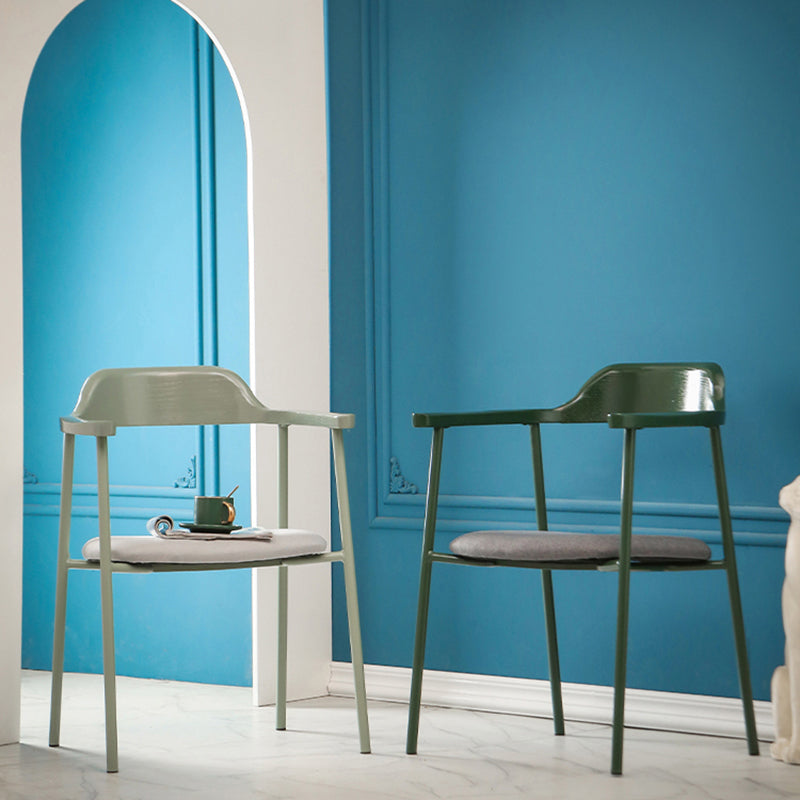 Modern Style Metal Arm Chair Open Back Indoor Dining Chair (Set of 2) Clearhalo 'Dining Chairs' 'Dining Tables & Seating' 'dining_chair' 'furn' 'furn_dining_chair' 'Furniture' 'furniture_dining_chair' 'Kitchen & Dining Furniture' 5033411