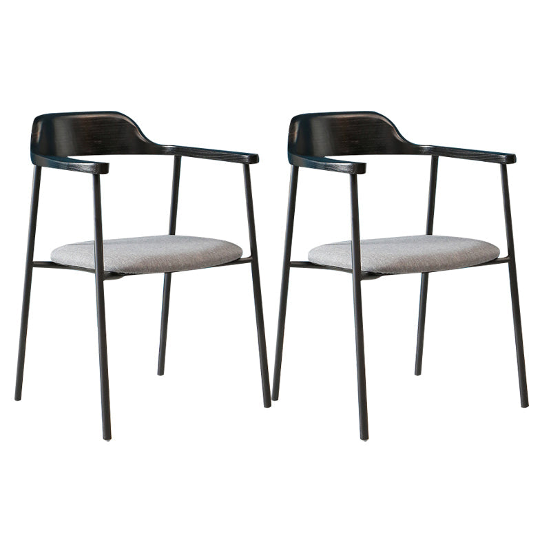 Modern Style Metal Arm Chair Open Back Indoor Dining Chair (Set of 2) Black Dark Gray 2 Piece Set Clearhalo 'Dining Chairs' 'Dining Tables & Seating' 'dining_chair' 'furn' 'furn_dining_chair' 'Furniture' 'furniture_dining_chair' 'Kitchen & Dining Furniture' 5033413