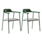 Modern Style Metal Arm Chair Open Back Indoor Dining Chair (Set of 2) Green Dark Gray 2 Piece Set Clearhalo 'Dining Chairs' 'Dining Tables & Seating' 'dining_chair' 'furn' 'furn_dining_chair' 'Furniture' 'furniture_dining_chair' 'Kitchen & Dining Furniture' 5033414