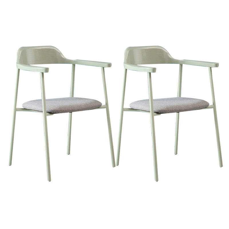 Modern Style Metal Arm Chair Open Back Indoor Dining Chair (Set of 2) Light Green Dark Gray 2 Piece Set Clearhalo 'Dining Chairs' 'Dining Tables & Seating' 'dining_chair' 'furn' 'furn_dining_chair' 'Furniture' 'furniture_dining_chair' 'Kitchen & Dining Furniture' 5033416