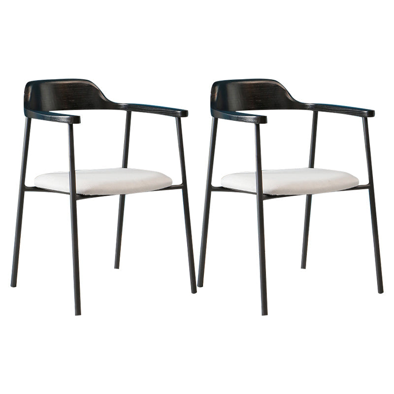 Modern Style Metal Arm Chair Open Back Indoor Dining Chair (Set of 2) Black Light Grey 2 Piece Set Clearhalo 'Dining Chairs' 'Dining Tables & Seating' 'dining_chair' 'furn' 'furn_dining_chair' 'Furniture' 'furniture_dining_chair' 'Kitchen & Dining Furniture' 5033418