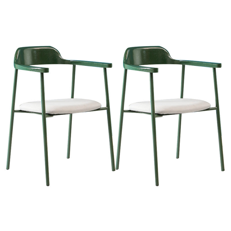 Modern Style Metal Arm Chair Open Back Indoor Dining Chair (Set of 2) Green Light Grey 2 Piece Set Clearhalo 'Dining Chairs' 'Dining Tables & Seating' 'dining_chair' 'furn' 'furn_dining_chair' 'Furniture' 'furniture_dining_chair' 'Kitchen & Dining Furniture' 5033420