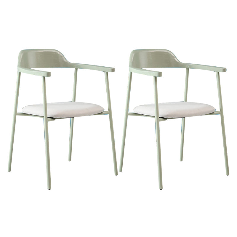 Modern Style Metal Arm Chair Open Back Indoor Dining Chair (Set of 2) Light Green Light Grey 2 Piece Set Clearhalo 'Dining Chairs' 'Dining Tables & Seating' 'dining_chair' 'furn' 'furn_dining_chair' 'Furniture' 'furniture_dining_chair' 'Kitchen & Dining Furniture' 5033422