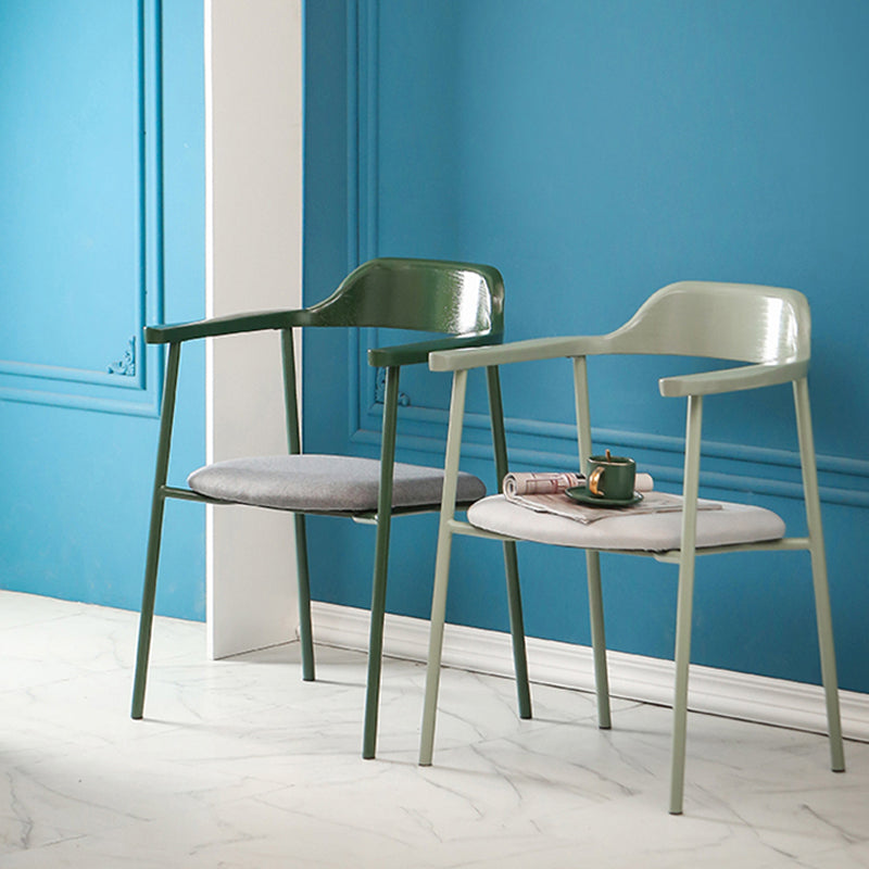 Modern Style Metal Arm Chair Open Back Indoor Dining Chair (Set of 2) Clearhalo 'Dining Chairs' 'Dining Tables & Seating' 'dining_chair' 'furn' 'furn_dining_chair' 'Furniture' 'furniture_dining_chair' 'Kitchen & Dining Furniture' 5033424