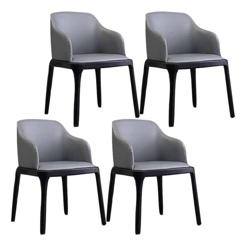 Contemporary Side Dining Chairs Faux Leather Kitchen Chairs for Home With Arms 4 Piece Set Black Clearhalo 'Dining Chairs' 'Dining Tables & Seating' 'dining_chair' 'furn' 'furn_dining_chair' 'Furniture' 'furniture_dining_chair' 'Kitchen & Dining Furniture' 5033431