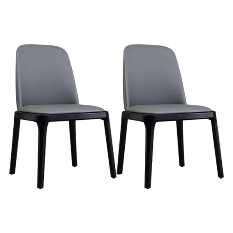 Contemporary Side Dining Chairs Faux Leather Kitchen Chairs for Home Armless 2 Piece Set Black Clearhalo 'Dining Chairs' 'Dining Tables & Seating' 'dining_chair' 'furn' 'furn_dining_chair' 'Furniture' 'furniture_dining_chair' 'Kitchen & Dining Furniture' 5033434