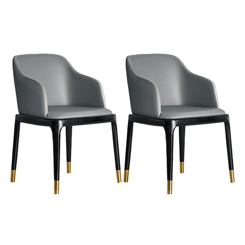 Contemporary Side Dining Chairs Faux Leather Kitchen Chairs for Home With Arms 2 Piece Set Black Gold Clearhalo 'Dining Chairs' 'Dining Tables & Seating' 'dining_chair' 'furn' 'furn_dining_chair' 'Furniture' 'furniture_dining_chair' 'Kitchen & Dining Furniture' 5033437