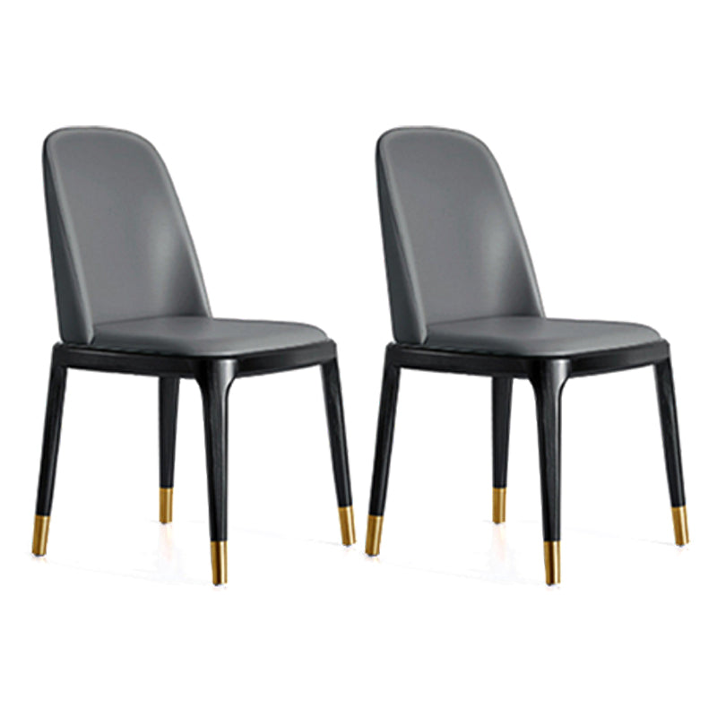 Contemporary Side Dining Chairs Faux Leather Kitchen Chairs for Home Armless 2 Piece Set Black Gold Clearhalo 'Dining Chairs' 'Dining Tables & Seating' 'dining_chair' 'furn' 'furn_dining_chair' 'Furniture' 'furniture_dining_chair' 'Kitchen & Dining Furniture' 5033441