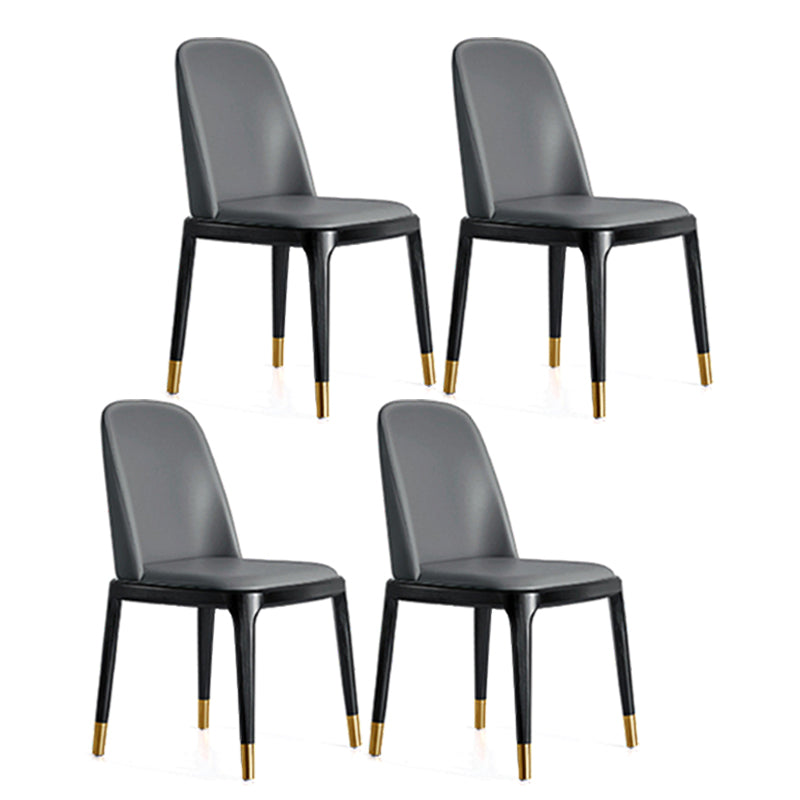 Contemporary Side Dining Chairs Faux Leather Kitchen Chairs for Home Armless 4 Piece Set Black Gold Clearhalo 'Dining Chairs' 'Dining Tables & Seating' 'dining_chair' 'furn' 'furn_dining_chair' 'Furniture' 'furniture_dining_chair' 'Kitchen & Dining Furniture' 5033443
