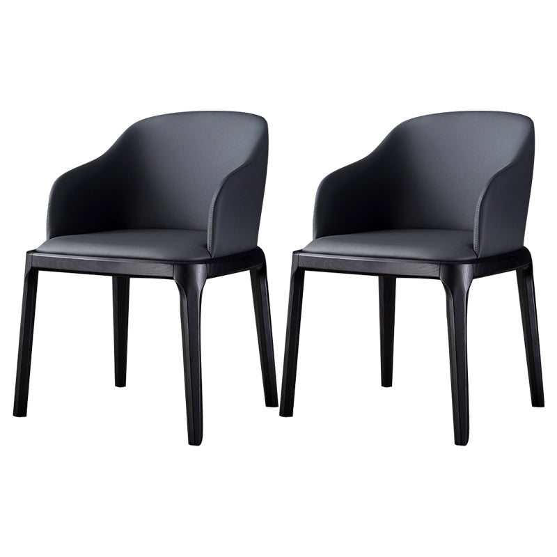 Modern Side Dining Chairs Faux Leather Dining Chairs for Kitchen Dark Gray With Arms 2 Piece Set Clearhalo 'Dining Chairs' 'Dining Tables & Seating' 'dining_chair' 'furn' 'furn_dining_chair' 'Furniture' 'furniture_dining_chair' 'Kitchen & Dining Furniture' 5033452