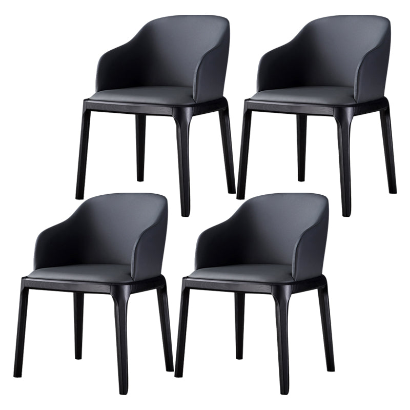 Modern Side Dining Chairs Faux Leather Dining Chairs for Kitchen Dark Gray With Arms 4 Piece Set Clearhalo 'Dining Chairs' 'Dining Tables & Seating' 'dining_chair' 'furn' 'furn_dining_chair' 'Furniture' 'furniture_dining_chair' 'Kitchen & Dining Furniture' 5033453