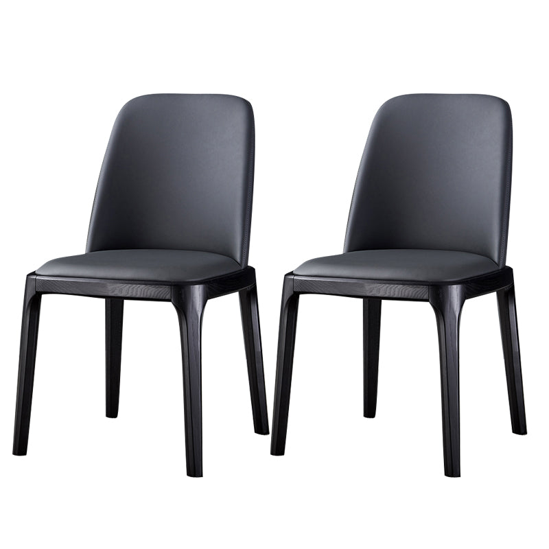 Modern Side Dining Chairs Faux Leather Dining Chairs for Kitchen Dark Gray Armless 2 Piece Set Clearhalo 'Dining Chairs' 'Dining Tables & Seating' 'dining_chair' 'furn' 'furn_dining_chair' 'Furniture' 'furniture_dining_chair' 'Kitchen & Dining Furniture' 5033456
