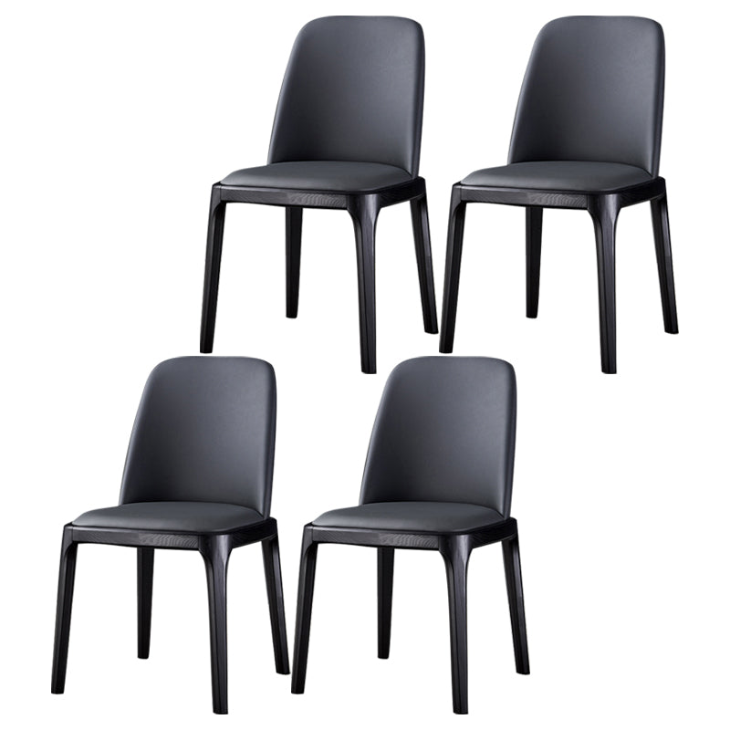 Modern Side Dining Chairs Faux Leather Dining Chairs for Kitchen Dark Gray Armless 4 Piece Set Clearhalo 'Dining Chairs' 'Dining Tables & Seating' 'dining_chair' 'furn' 'furn_dining_chair' 'Furniture' 'furniture_dining_chair' 'Kitchen & Dining Furniture' 5033457