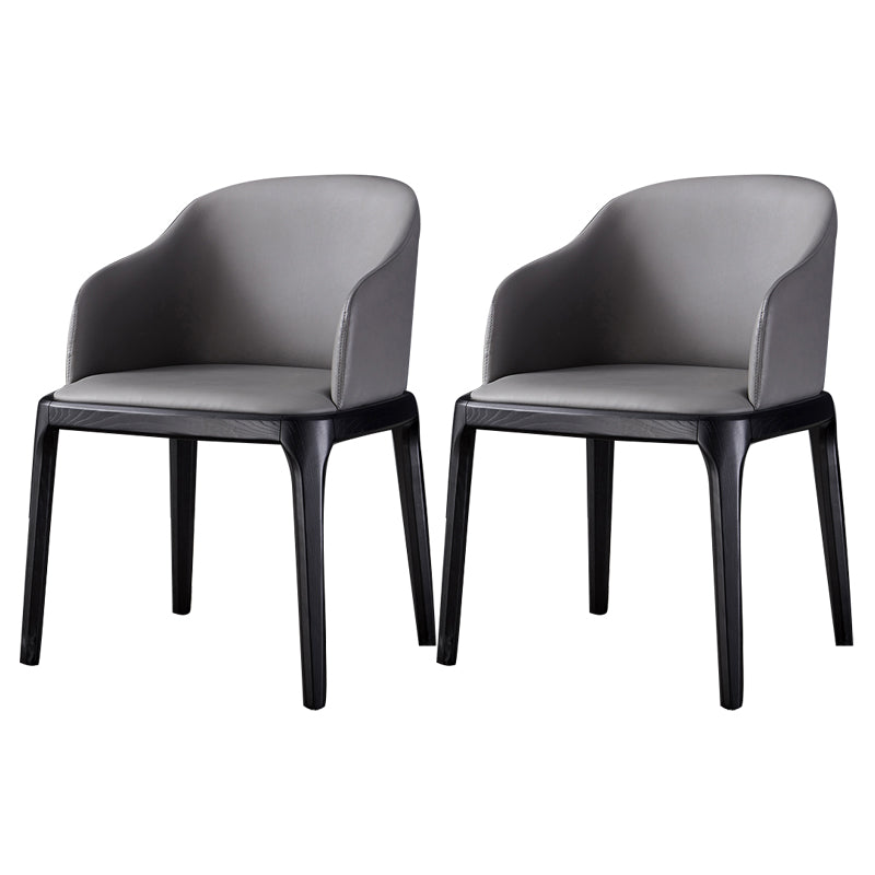 Modern Side Dining Chairs Faux Leather Dining Chairs for Kitchen Light Gray With Arms 2 Piece Set Clearhalo 'Dining Chairs' 'Dining Tables & Seating' 'dining_chair' 'furn' 'furn_dining_chair' 'Furniture' 'furniture_dining_chair' 'Kitchen & Dining Furniture' 5033459