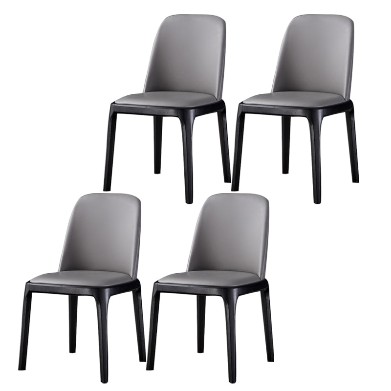 Modern Side Dining Chairs Faux Leather Dining Chairs for Kitchen Light Gray Armless 4 Piece Set Clearhalo 'Dining Chairs' 'Dining Tables & Seating' 'dining_chair' 'furn' 'furn_dining_chair' 'Furniture' 'furniture_dining_chair' 'Kitchen & Dining Furniture' 5033465