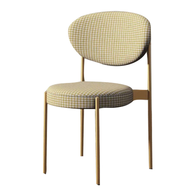 Glam Style Dining Room Chair Fabric Dining Side Chair for Indoor Yellow 1 Piece Clearhalo 'Dining Chairs' 'Dining Tables & Seating' 'dining_chair' 'furn' 'furn_dining_chair' 'Furniture' 'furniture_dining_chair' 'Kitchen & Dining Furniture' 5033474