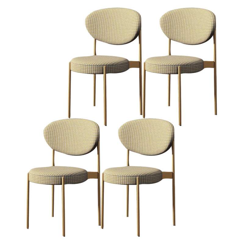 Glam Style Dining Room Chair Fabric Dining Side Chair for Indoor Yellow 4 Piece Set Clearhalo 'Dining Chairs' 'Dining Tables & Seating' 'dining_chair' 'furn' 'furn_dining_chair' 'Furniture' 'furniture_dining_chair' 'Kitchen & Dining Furniture' 5033478