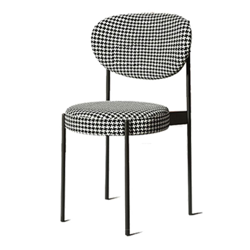 Glam Style Dining Room Chair Fabric Dining Side Chair for Indoor Black White 1 Piece Clearhalo 'Dining Chairs' 'Dining Tables & Seating' 'dining_chair' 'furn' 'furn_dining_chair' 'Furniture' 'furniture_dining_chair' 'Kitchen & Dining Furniture' 5033479