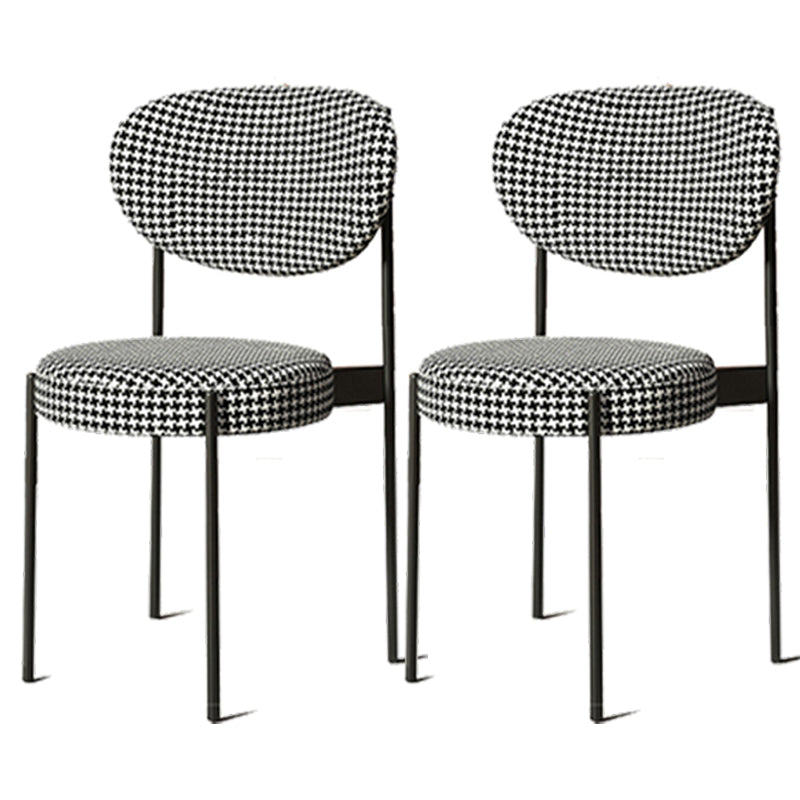 Glam Style Dining Room Chair Fabric Dining Side Chair for Indoor Black White 2 Piece Set Clearhalo 'Dining Chairs' 'Dining Tables & Seating' 'dining_chair' 'furn' 'furn_dining_chair' 'Furniture' 'furniture_dining_chair' 'Kitchen & Dining Furniture' 5033481
