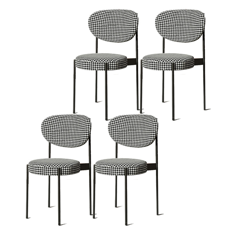 Glam Style Dining Room Chair Fabric Dining Side Chair for Indoor Black White 4 Piece Set Clearhalo 'Dining Chairs' 'Dining Tables & Seating' 'dining_chair' 'furn' 'furn_dining_chair' 'Furniture' 'furniture_dining_chair' 'Kitchen & Dining Furniture' 5033483