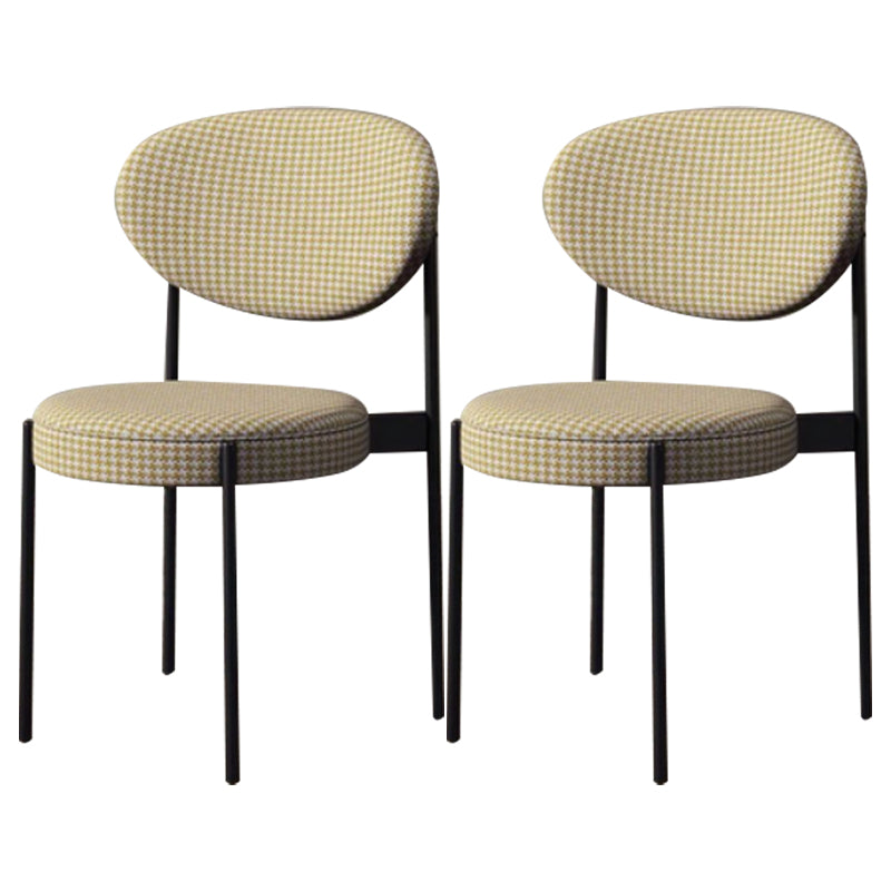 Glam Style Dining Room Chair Fabric Dining Side Chair for Indoor Yellow Black 2 Piece Set Clearhalo 'Dining Chairs' 'Dining Tables & Seating' 'dining_chair' 'furn' 'furn_dining_chair' 'Furniture' 'furniture_dining_chair' 'Kitchen & Dining Furniture' 5033493