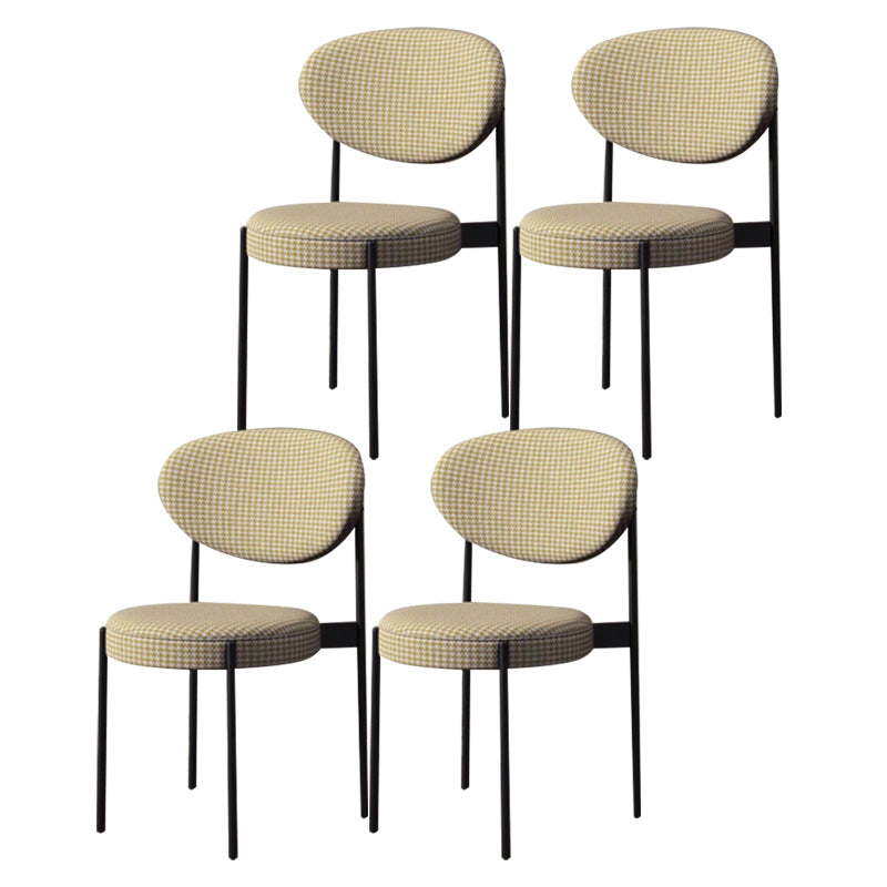 Glam Style Dining Room Chair Fabric Dining Side Chair for Indoor Yellow Black 4 Piece Set Clearhalo 'Dining Chairs' 'Dining Tables & Seating' 'dining_chair' 'furn' 'furn_dining_chair' 'Furniture' 'furniture_dining_chair' 'Kitchen & Dining Furniture' 5033494