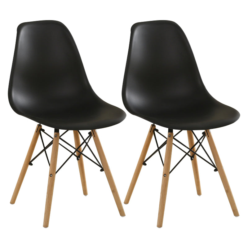 Contemporary Wood Armless Chair Kitchen Dining Room Solid Back Chair Black Set of 2 Clearhalo 'Dining Chairs' 'Dining Tables & Seating' 'dining_chair' 'Furniture' 'furniture_dining_chair' 'Kitchen & Dining Furniture' 5033497