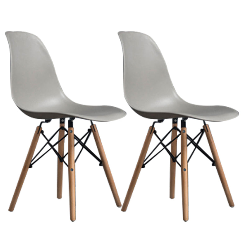 Contemporary Wood Armless Chair Kitchen Dining Room Solid Back Chair Grey Set of 2 Clearhalo 'Dining Chairs' 'Dining Tables & Seating' 'dining_chair' 'Furniture' 'furniture_dining_chair' 'Kitchen & Dining Furniture' 5033499