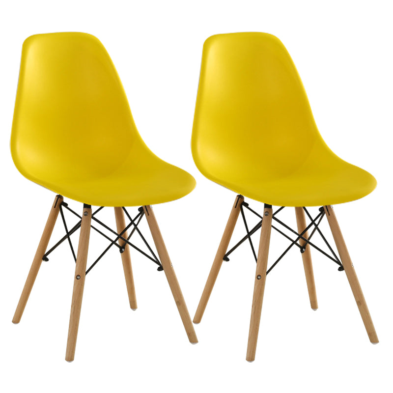 Contemporary Wood Armless Chair Kitchen Dining Room Solid Back Chair Yellow Set of 2 Clearhalo 'Dining Chairs' 'Dining Tables & Seating' 'dining_chair' 'Furniture' 'furniture_dining_chair' 'Kitchen & Dining Furniture' 5033506