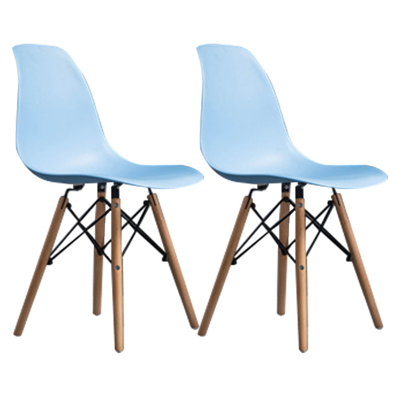 Contemporary Wood Armless Chair Kitchen Dining Room Solid Back Chair Blue Set of 2 Clearhalo 'Dining Chairs' 'Dining Tables & Seating' 'dining_chair' 'Furniture' 'furniture_dining_chair' 'Kitchen & Dining Furniture' 5033510