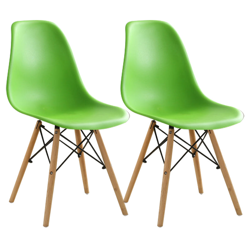 Contemporary Wood Armless Chair Kitchen Dining Room Solid Back Chair Green Set of 2 Clearhalo 'Dining Chairs' 'Dining Tables & Seating' 'dining_chair' 'Furniture' 'furniture_dining_chair' 'Kitchen & Dining Furniture' 5033515