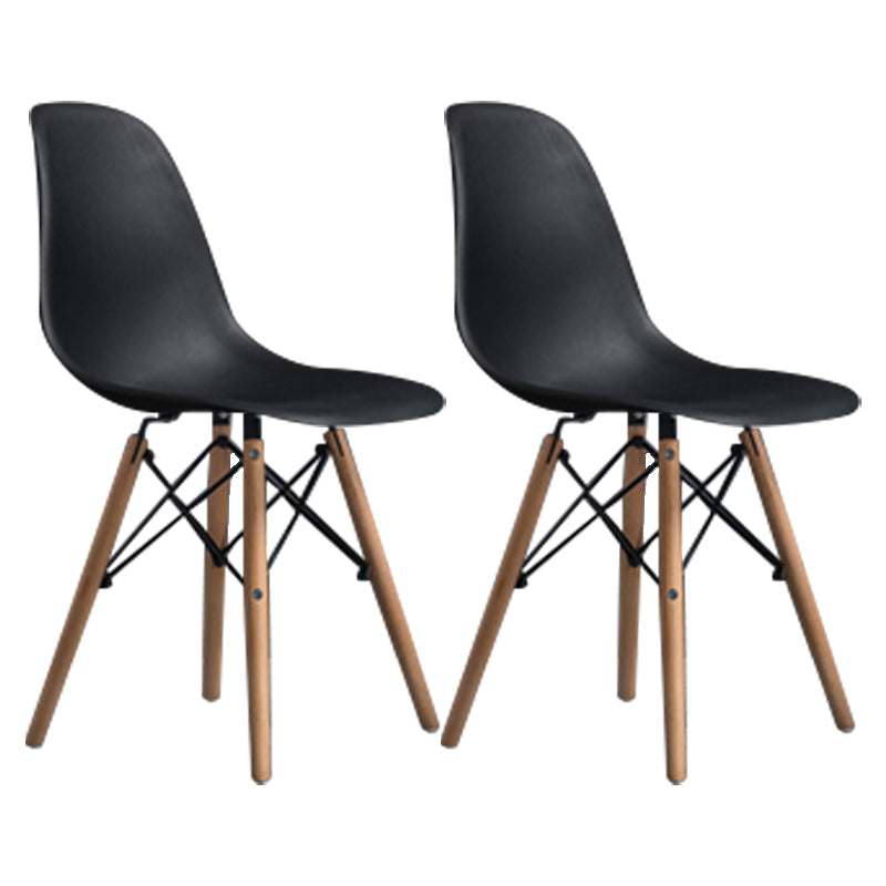 Contemporary Wood Armless Chair Kitchen Dining Room Solid Back Chair Textured Black Set of 2 Clearhalo 'Dining Chairs' 'Dining Tables & Seating' 'dining_chair' 'Furniture' 'furniture_dining_chair' 'Kitchen & Dining Furniture' 5033519