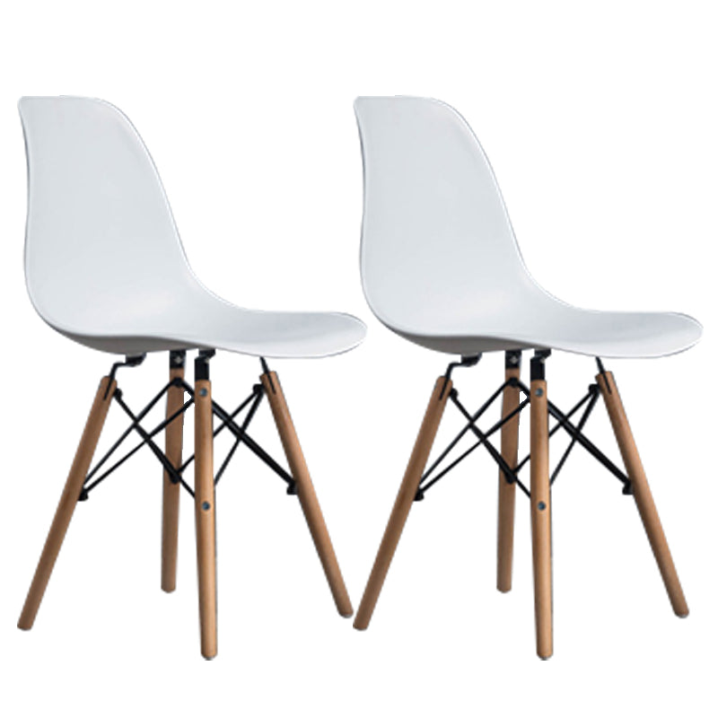 Contemporary Wood Armless Chair Kitchen Dining Room Solid Back Chair Textured White Set of 2 Clearhalo 'Dining Chairs' 'Dining Tables & Seating' 'dining_chair' 'Furniture' 'furniture_dining_chair' 'Kitchen & Dining Furniture' 5033520