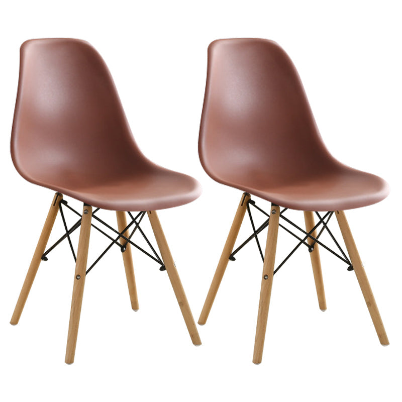 Contemporary Wood Armless Chair Kitchen Dining Room Solid Back Chair Coffee Set of 2 Clearhalo 'Dining Chairs' 'Dining Tables & Seating' 'dining_chair' 'Furniture' 'furniture_dining_chair' 'Kitchen & Dining Furniture' 5033522